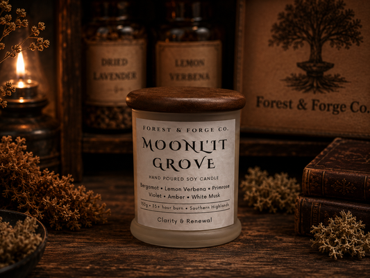 Moonlit Grove handcrafted soy candle