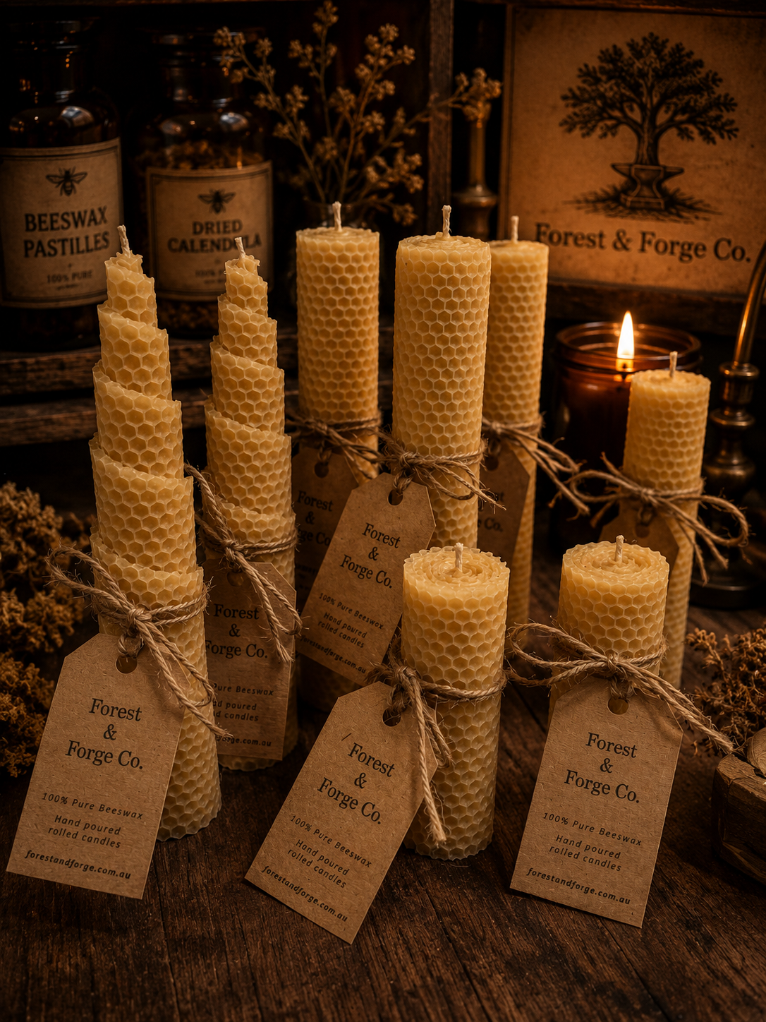 Rolled beeswax candles